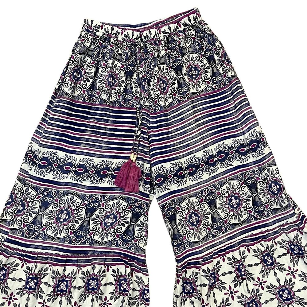 True Destinations Resort Wear Flare Pants Large Boho Mandala Vacation Beach - Picture 2 of 9